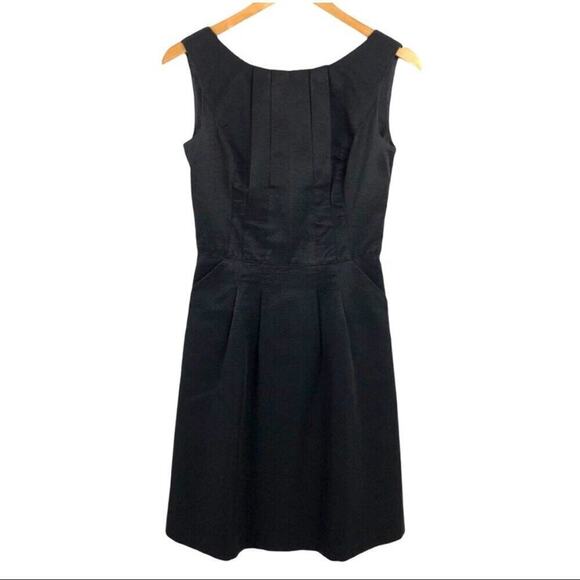 Reiss Fabiola Fit & Flare Sleeveless V-neck Black Career Cocktail Dress Size 2 - Picture 1 of 16